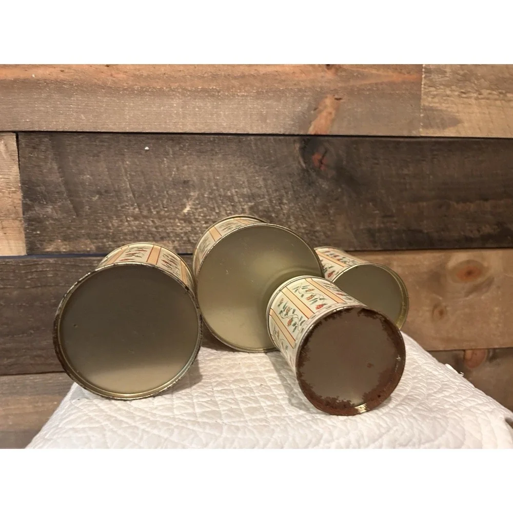 Vintage Metal‎ Tin Canister Set Of 4 Nesting Containers Some Wear Cottage Core